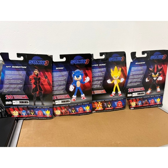 Sonic 3 Movie Jakks 5" Figure Set Sonic Shadow Super Sonic Eggman lot of 4 + 1 - Picture 2 of 4